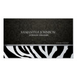 Modern Black & Silver Zebra Stripes with damask Business Card