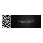Modern Black & Silver Zebra Stripes with Gold Business Card