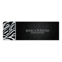 Modern Black & Silver Zebra Stripes with Gold Business Card