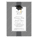 Modern Black Stripe Graduation Party Invitation invitations