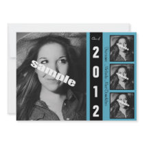Modern Black White & Blue Graduation Announcement