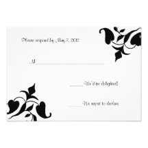 Modern Black & White Vine RSVP Cards Personalized Invites