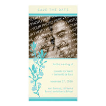 Modern Blossom Save The Date Photo Card