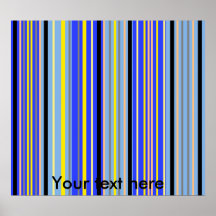Modern blue black and yellow stripes poster