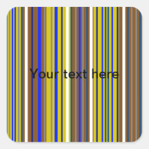 Modern blue brown and white stripes square sticker