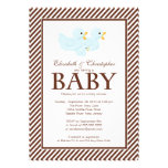 Modern Blue & Brown Ducks Couple Boy Baby Shower Personalized Announcements