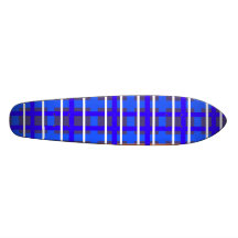 Modern blue orange plaid custom skateboard