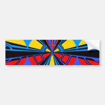 Modern blue red semi-circle design bumper sticker