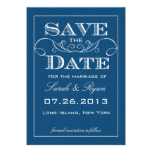 Modern Blue Save the Date Announcement
