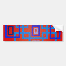 Modern blue squares on red background bumper stickers