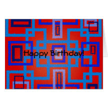 Modern blue squares on red background cards