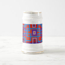 Modern blue squares on red background mug