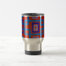 Modern blue squares on red background mugs