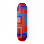 Modern blue squares on red background skateboards