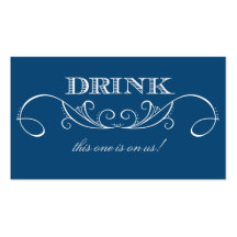 Modern Blue Swirl Wedding Drink Ticket Business Card