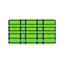 Modern blue yellow and green plaid personalized address label