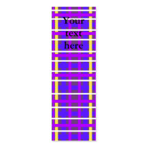 Modern blue yellow and purple plaid business card