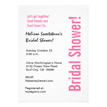 Modern Bridal Shower Black White Zebra Custom Invitation