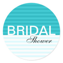 Modern Bridal Shower Stickers::Blue Stripes