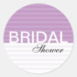 Modern Bridal Shower Stickers::Purple Stripes