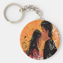 Modern Bride & Groom Sunset Keychains