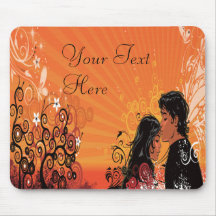 Modern Bride & Groom Sunset Mouse Pads