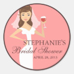 Modern Bride Wine Theme Bridal Shower Favour Round Sticker