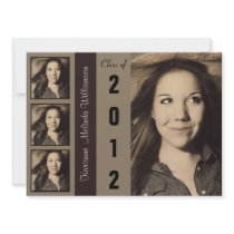Modern Brown 4 Photo Graduation Announcement
