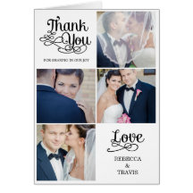 Modern Calligraphy Wedding Thank You Card Black