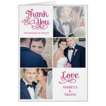 Modern Calligraphy Wedding Thank You Card Fuchsia