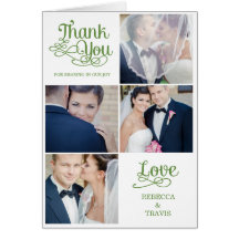 Modern Calligraphy Wedding Thank You Card Green