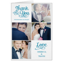 Modern Calligraphy Wedding Thank You Card Turquois