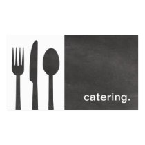 Modern Chalkboard Silhouette Catering white/grey business cards