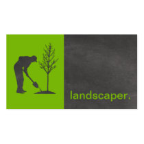 Modern Chalkboard Silhouette Landscaper | green business cards