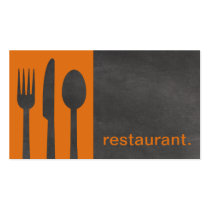 Modern Chalkboard Silhouette Restaurant | orange business cards