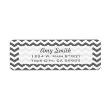 Modern Charcoal Grey Chevron Address Lables Return Address Labels