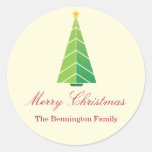 Modern chic Christmas tree custom holiday gift tag Round Stickers