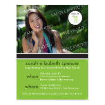 Modern Chic Graduation Announcement (green) Post Cards