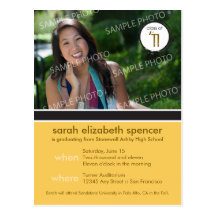Modern Chic Graduation Announcement (lemon) Post Cards