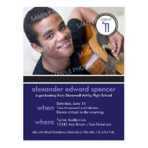 Modern Chic Graduation Announcement (navy) Postcards