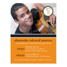 Modern Chic Graduation Announcement (orange) Postcards