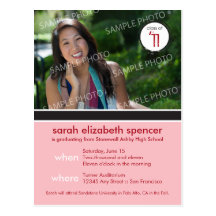 Modern Chic Graduation Announcement (pink) Postcard