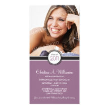 Modern Chic Graduation Announcement (purple) Photo Greeting Card