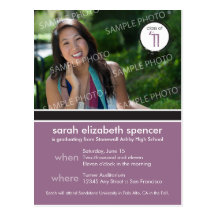 Modern Chic Graduation Announcement (purple) Post Card