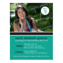 Modern Chic Graduation Announcement (teal) Postcard