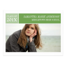 Modern Chic Graduation Postcard - Green