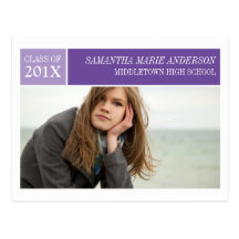 Modern Chic Graduation Postcard - Purple