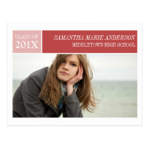 Modern Chic Graduation Postcard - Red / Pink