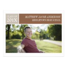 Modern Chic Graduation Postcard - Tan / Brown