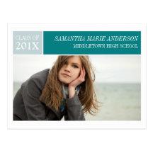 Modern Chic Graduation Postcard - Teal